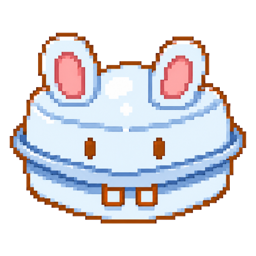 A pixel-art rabbit focus buddy resting on a soft shadow.